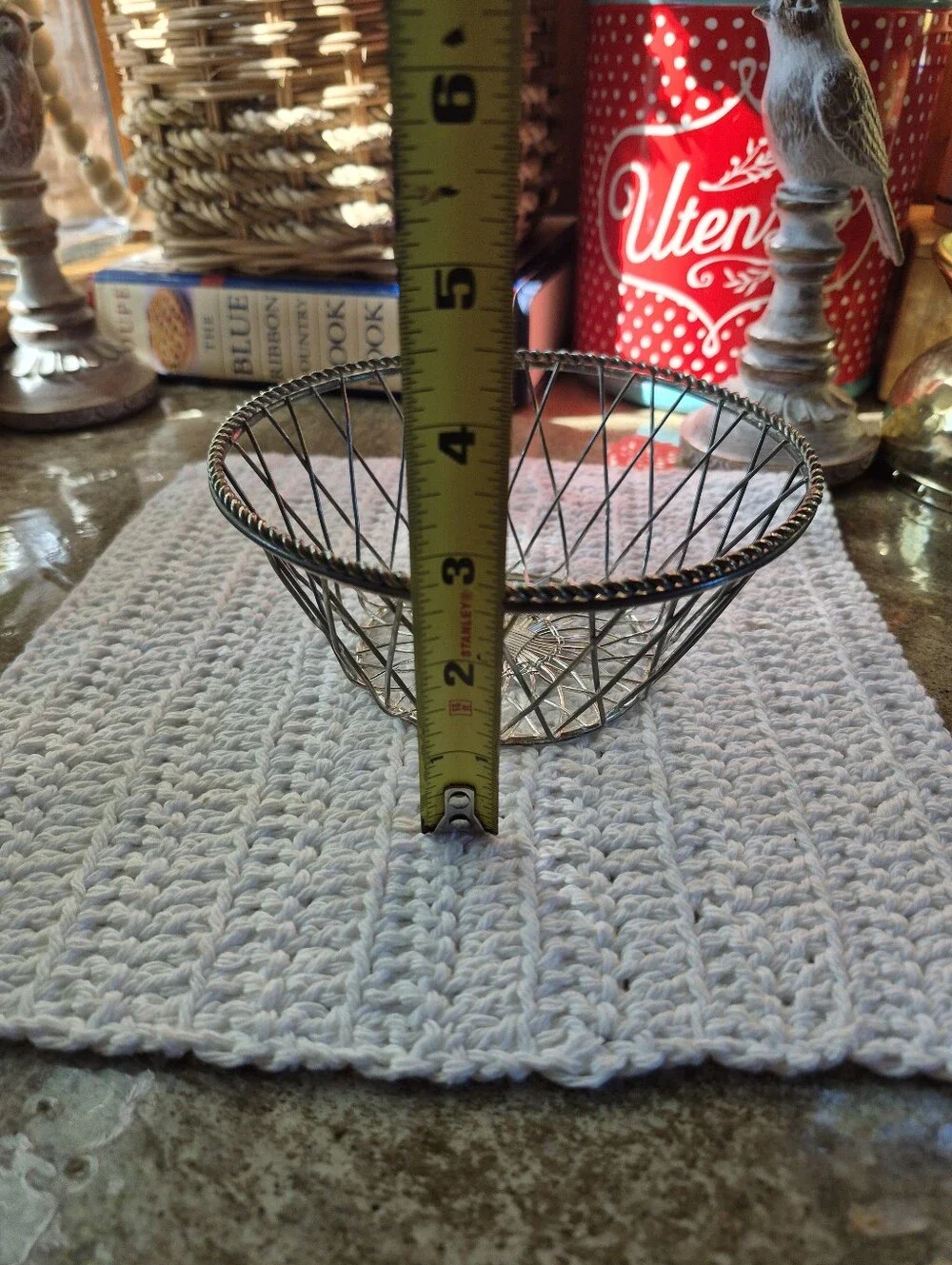 🌿5/$25 Vintage Small Metal Silver-Plated Woven Basket